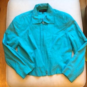 Jones New York light turquoise zip front blazer